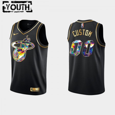 Maillot Basket Miami Heat Personnalisé Nike 2021-22 Noir Golden Edition 75th Anniversary Diamond Swingman - Enfant
